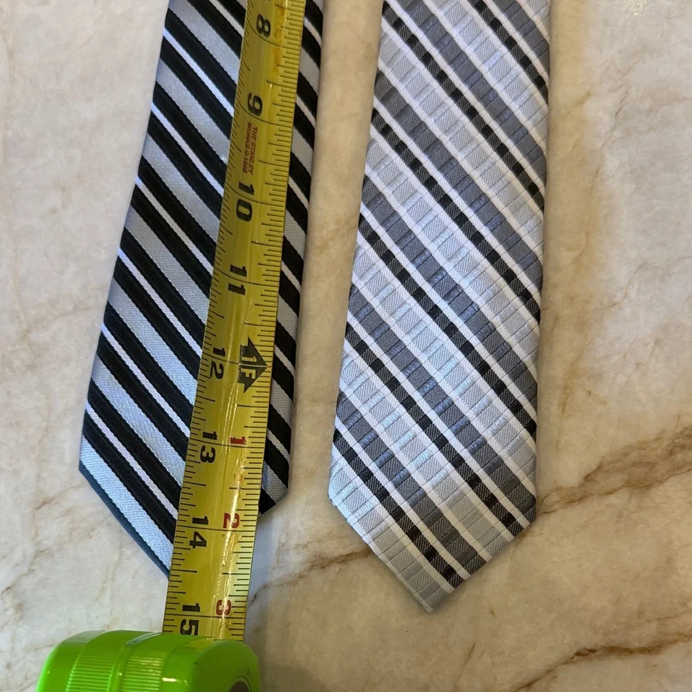 Striped Black, Gray & White Boy’s Clip On Ties